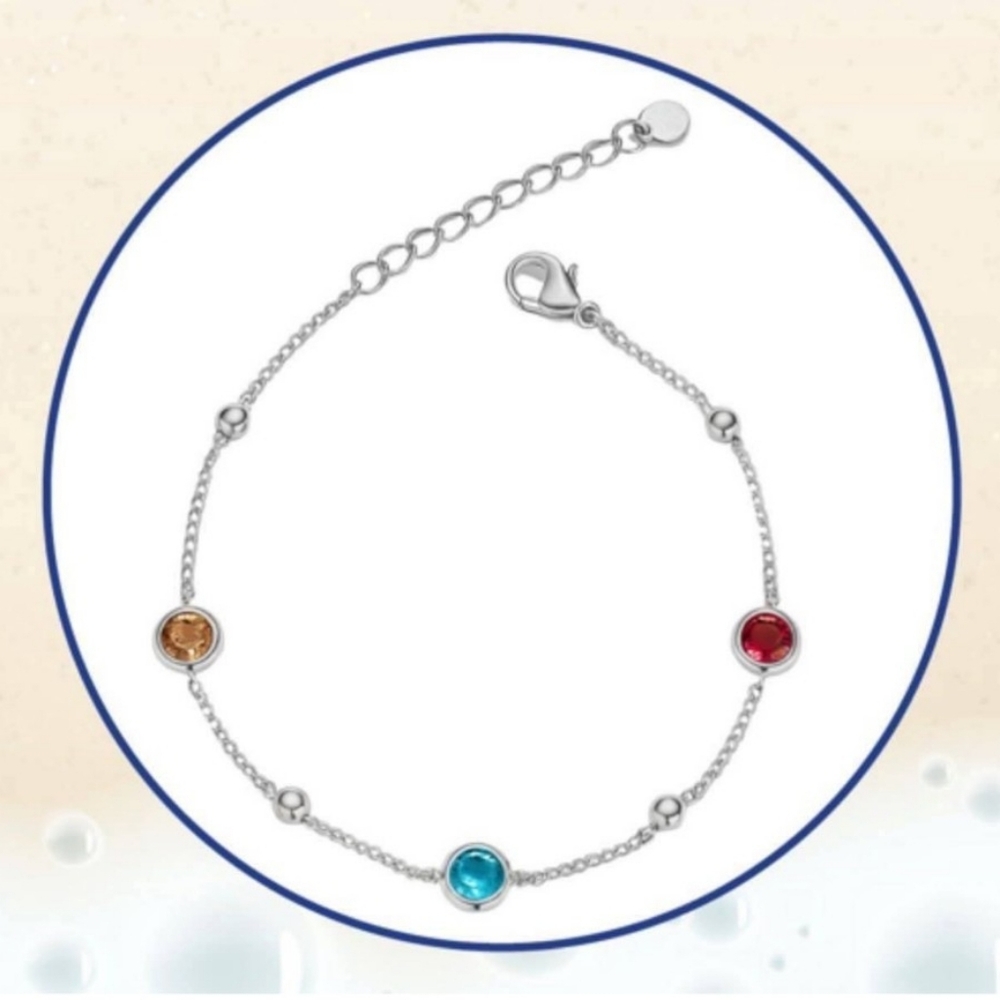 Silver Stainless Steel Crystal Anklet  Multicolor Crystals Tocara Jolene New